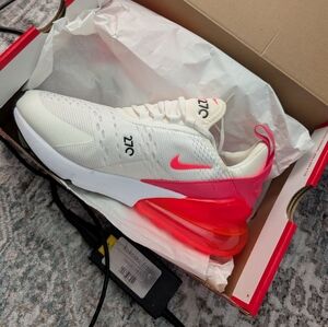 Nike Air Max 270 White and Pink Sneakers